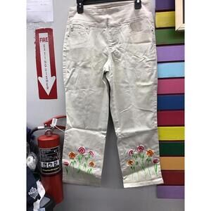 Belle Kim gravel tripleluxe floral crop pants sandbar 10. Small stain see photos